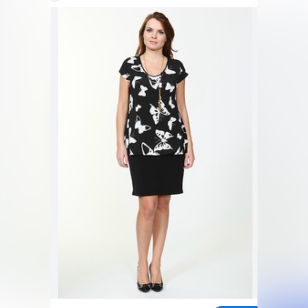 2/$20 - Black and White Butterfly Print Dress